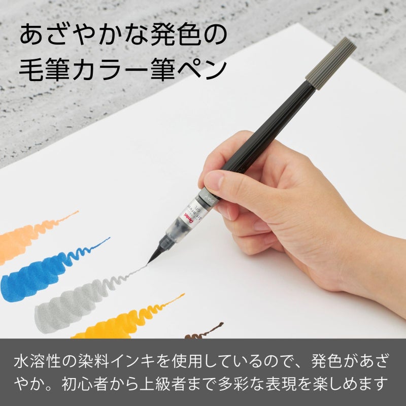 بنتل Pentel XFR-137 Brush Pen Cartridge Art Blush 10 عبوات باللون الرمادي - Image 4